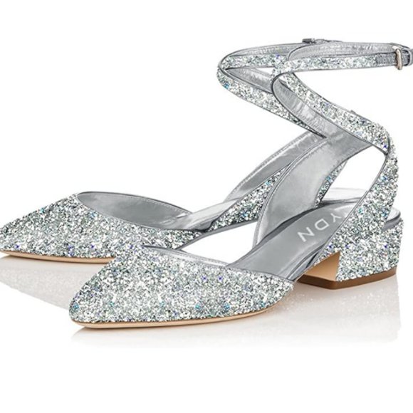 YDN Low Block Heel Sandals Pointy Toe Slingback - Picture 1 of 12